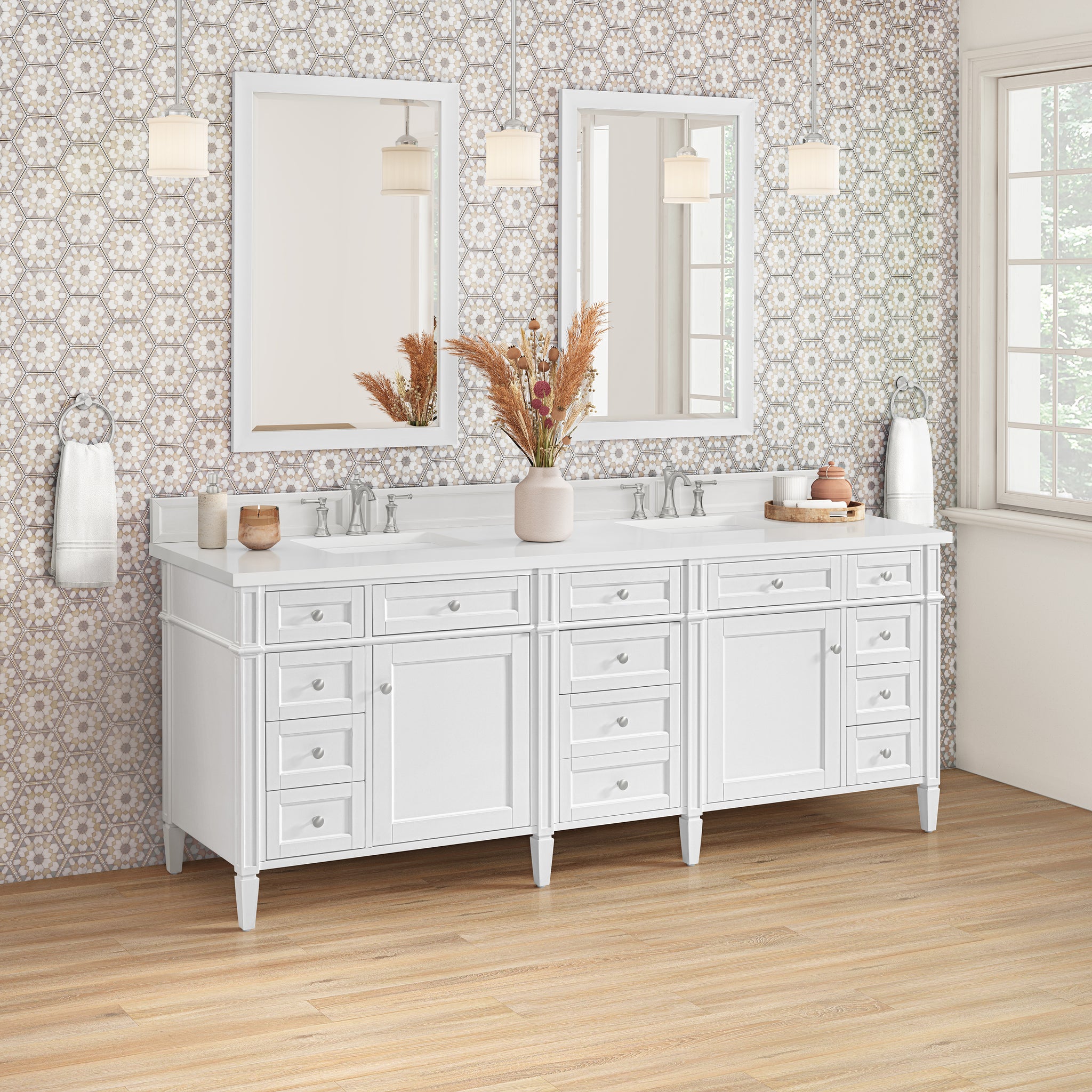 James Martin Brittany 84" Double Bathroom Vanity, Bright White by James Martin