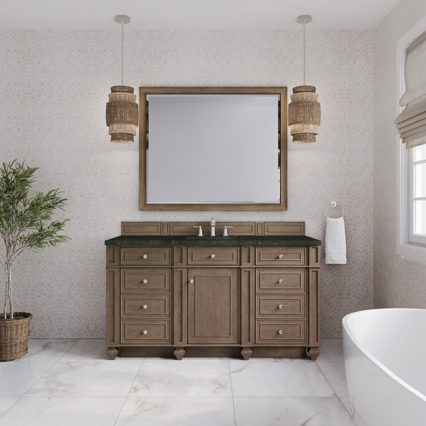 James Martin Bristol 60" Single Bathroom Vanity, Whitewashed Walnut, view 39