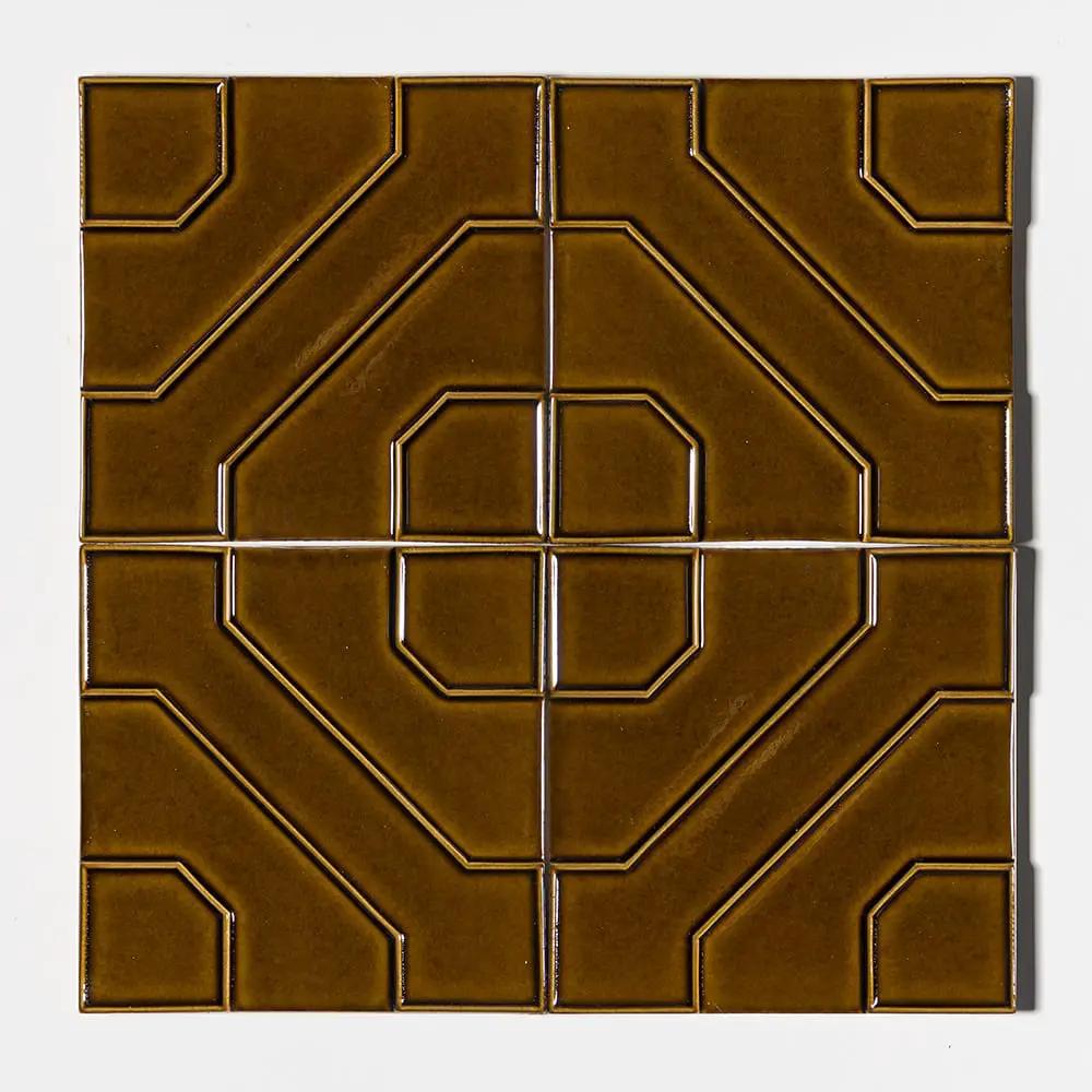 Yellow Glossy Ceramic Accent Tiles 8x8 closeup 1