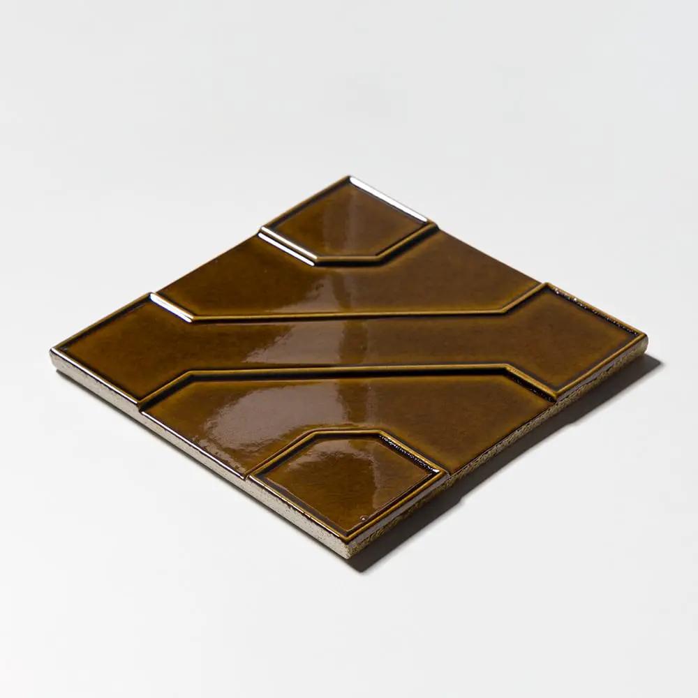 Yellow Glossy Ceramic Accent Tiles 8x8 closeup 2