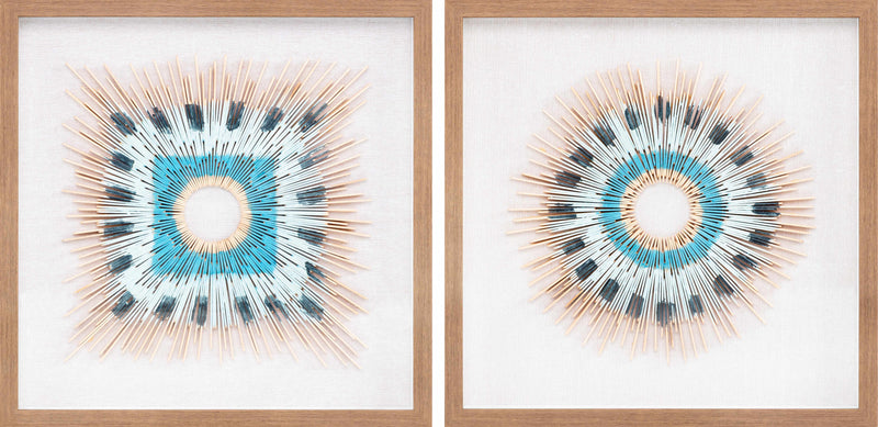Yenice Natural Wood Geometric Wall Art Set Of Two - Clearance by Boutique Rugs