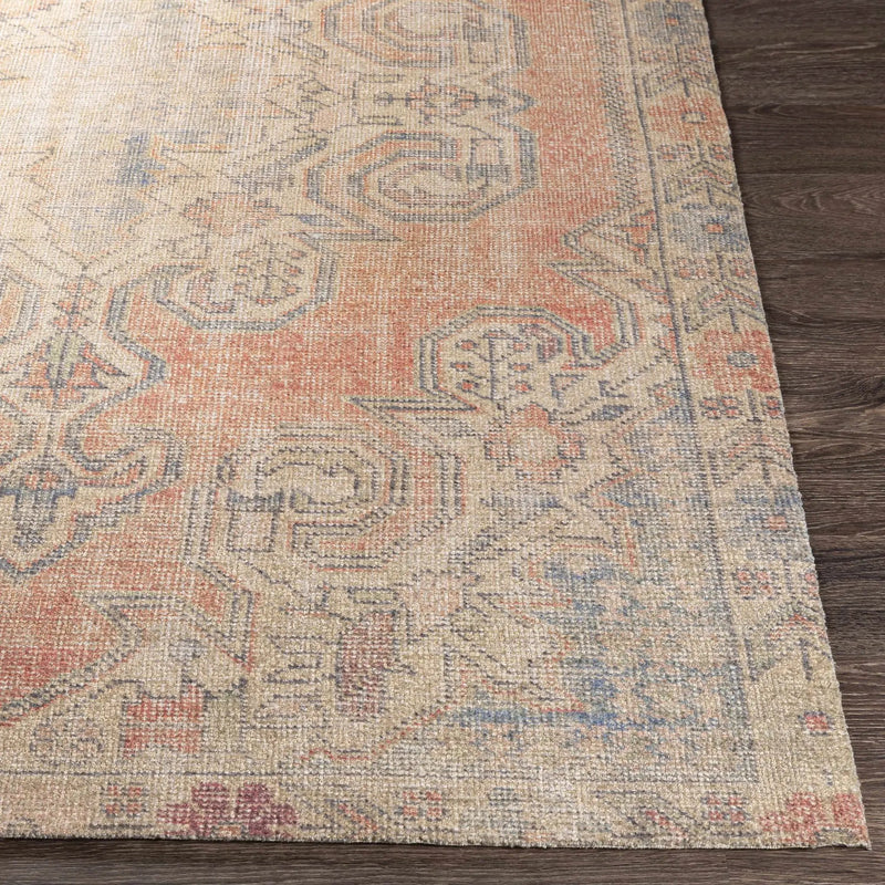 Yetminster Traditional Distressed Peach Rug - Clearance by Boutique Rugs