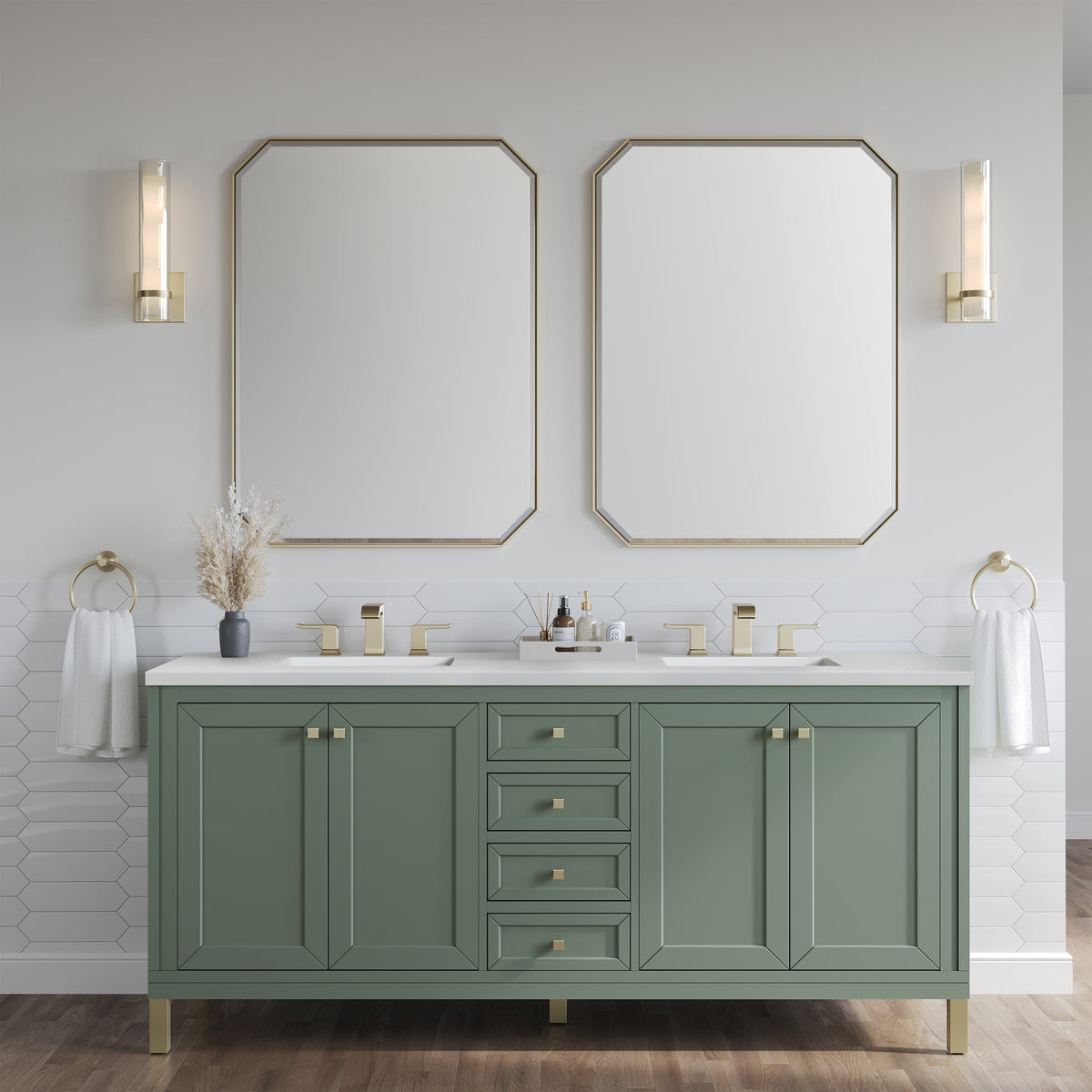 James Martin Chicago 72" Double Bathroom Vanity, Smokey Celadon, view 32