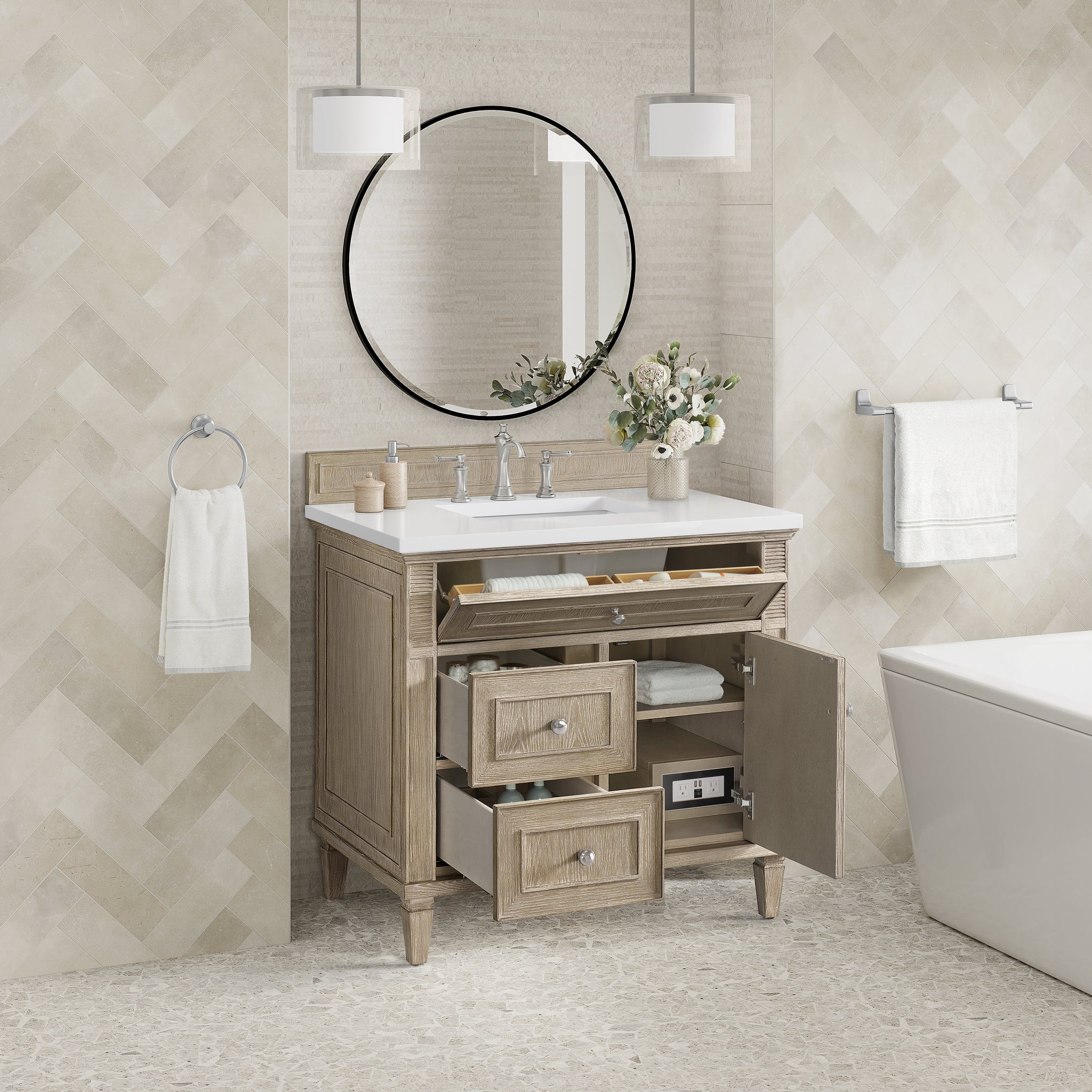 James Martin Lorelai 36" Single Bathroom Vanity, Whitewashed Oak, view 35