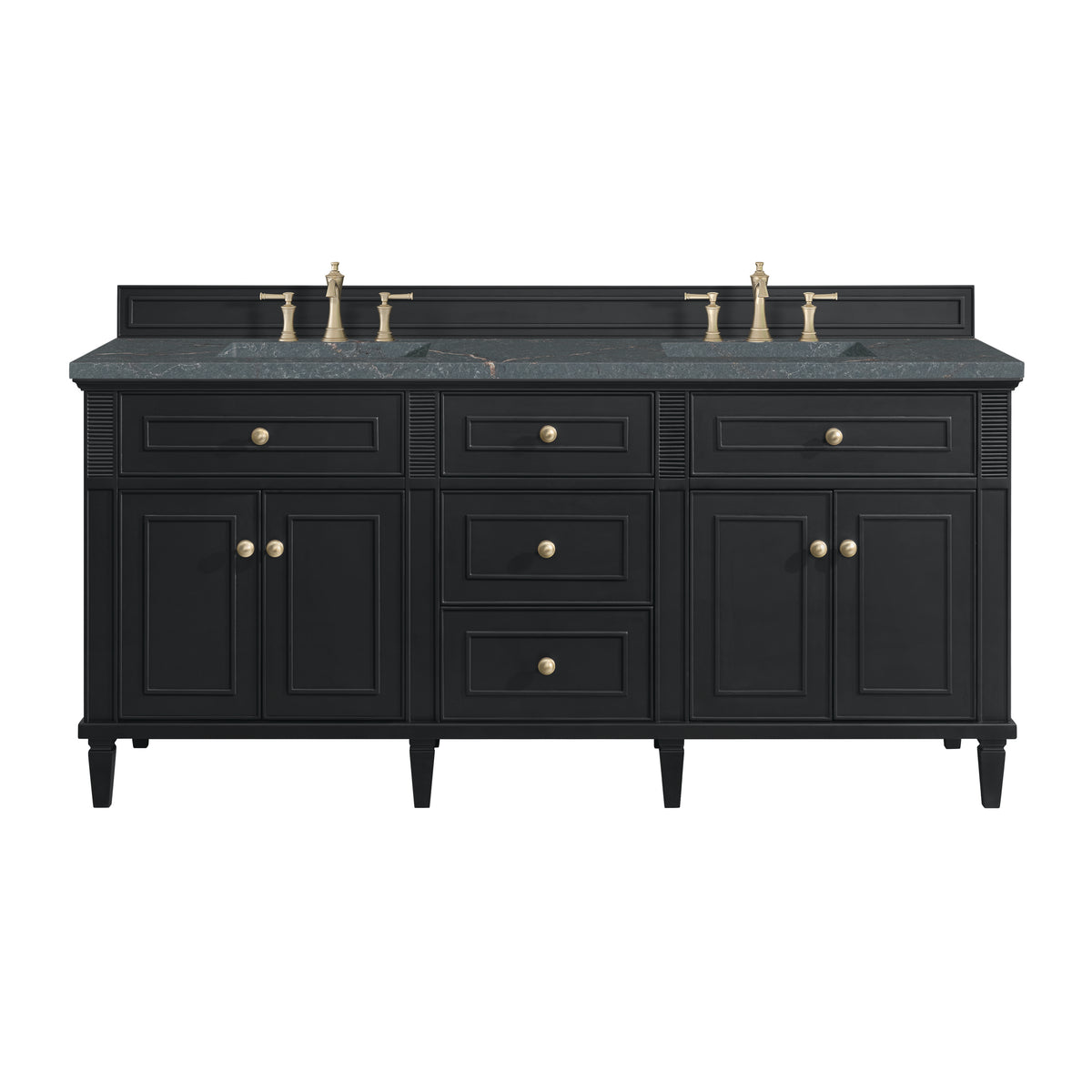 James Martin Lorelai 72" Double Bathroom Vanity, Black Onyx with Parisien Bleu countertop