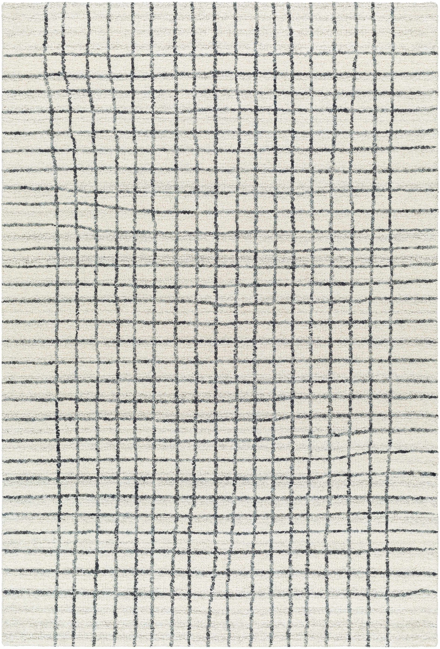 Yates White Grid Wool Area Rug - Clearance by Boutique Rugs