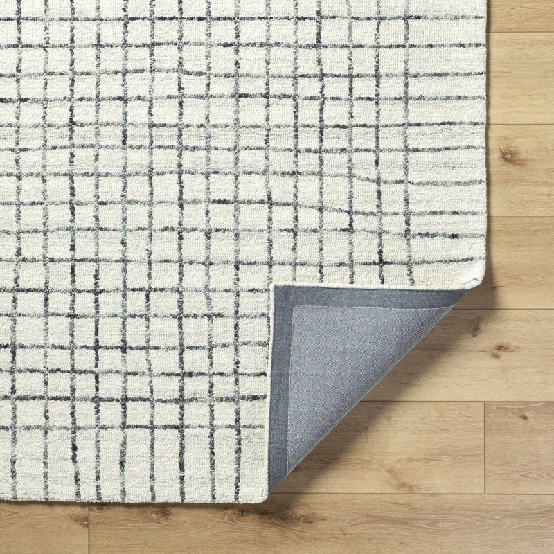 Yates White Grid Wool Area Rug - Clearance by Boutique Rugs