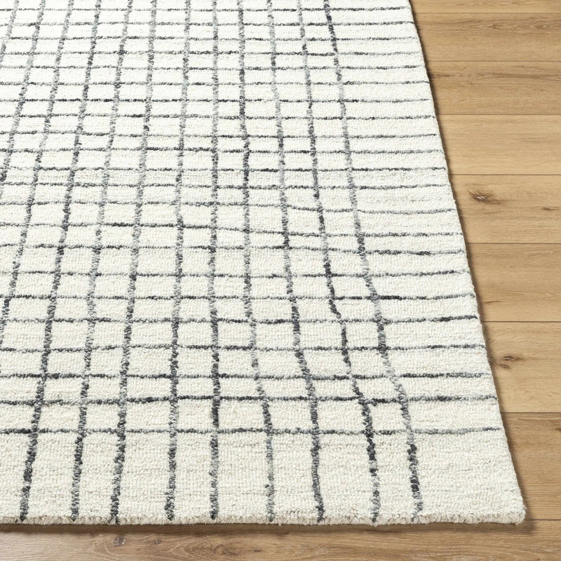 Yates White Grid Wool Area Rug - Clearance by Boutique Rugs