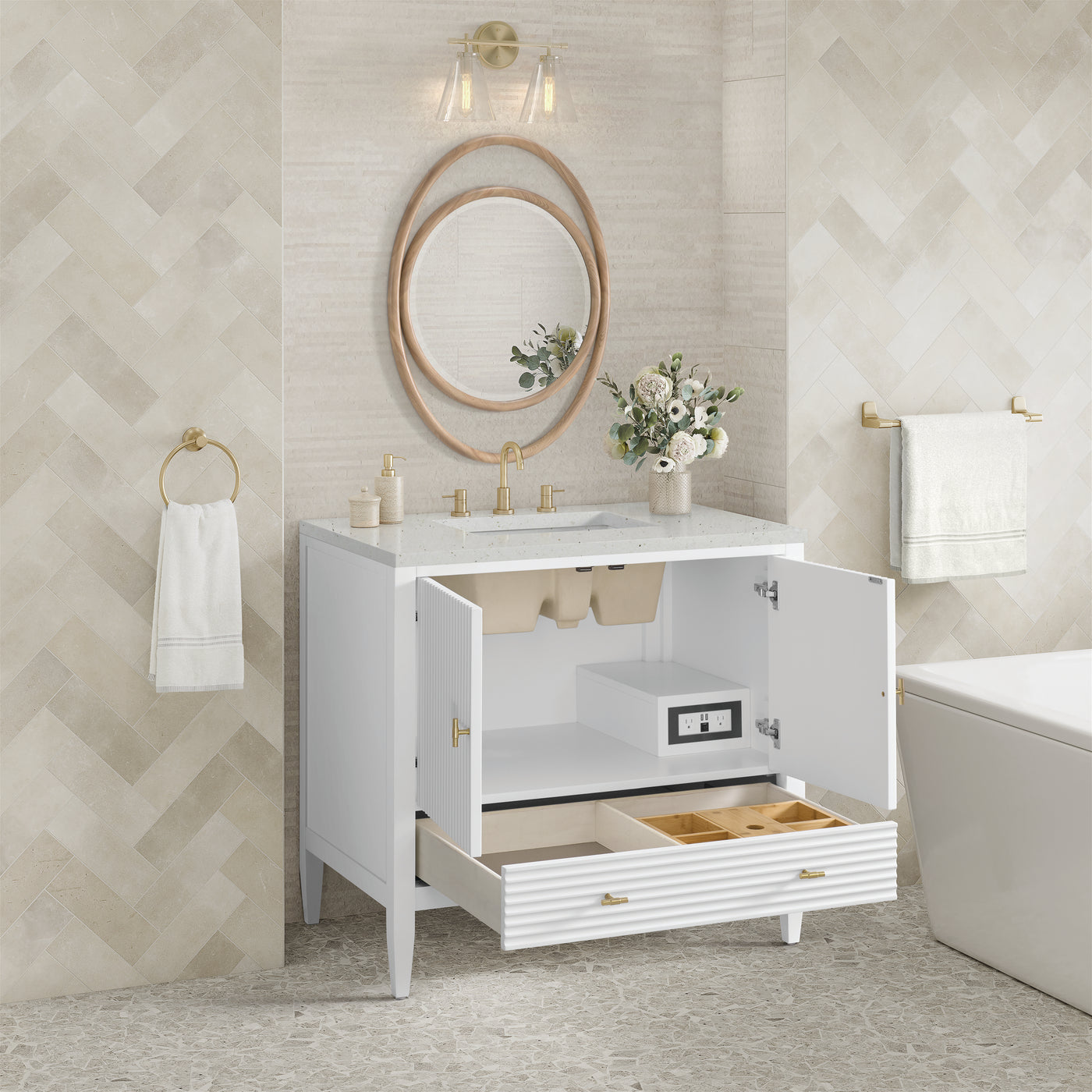 James Martin Myrrin 36" Single Bathroom Vanity, Bright White by James Martin