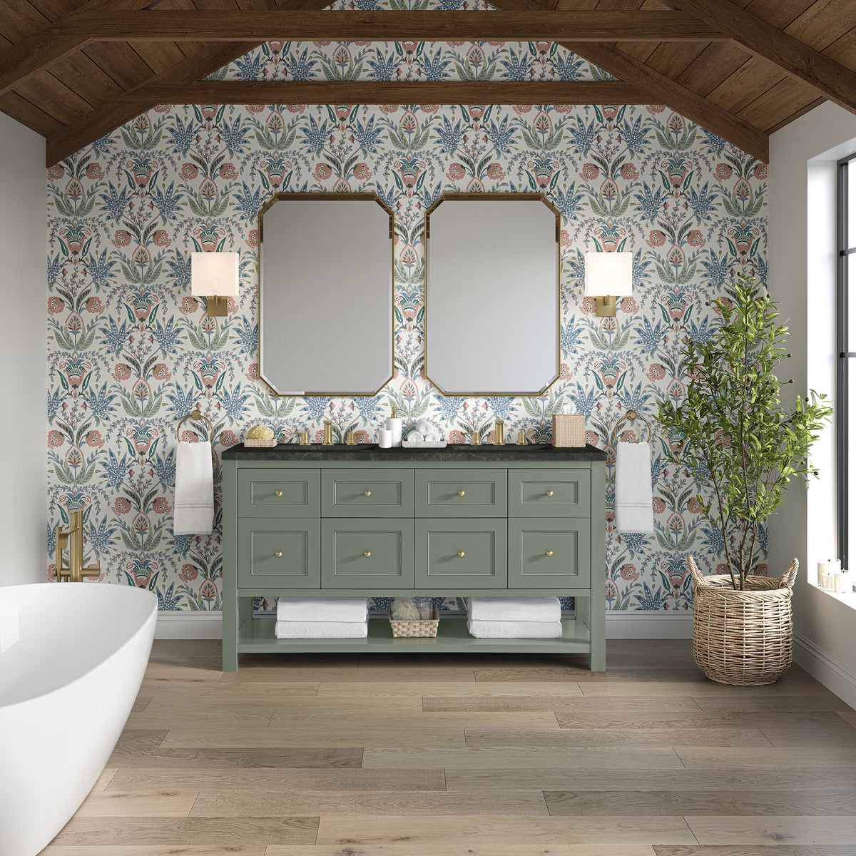 James Martin Breckenridge 60" Double Bathroom Vanity, Smokey Celadon, view 38