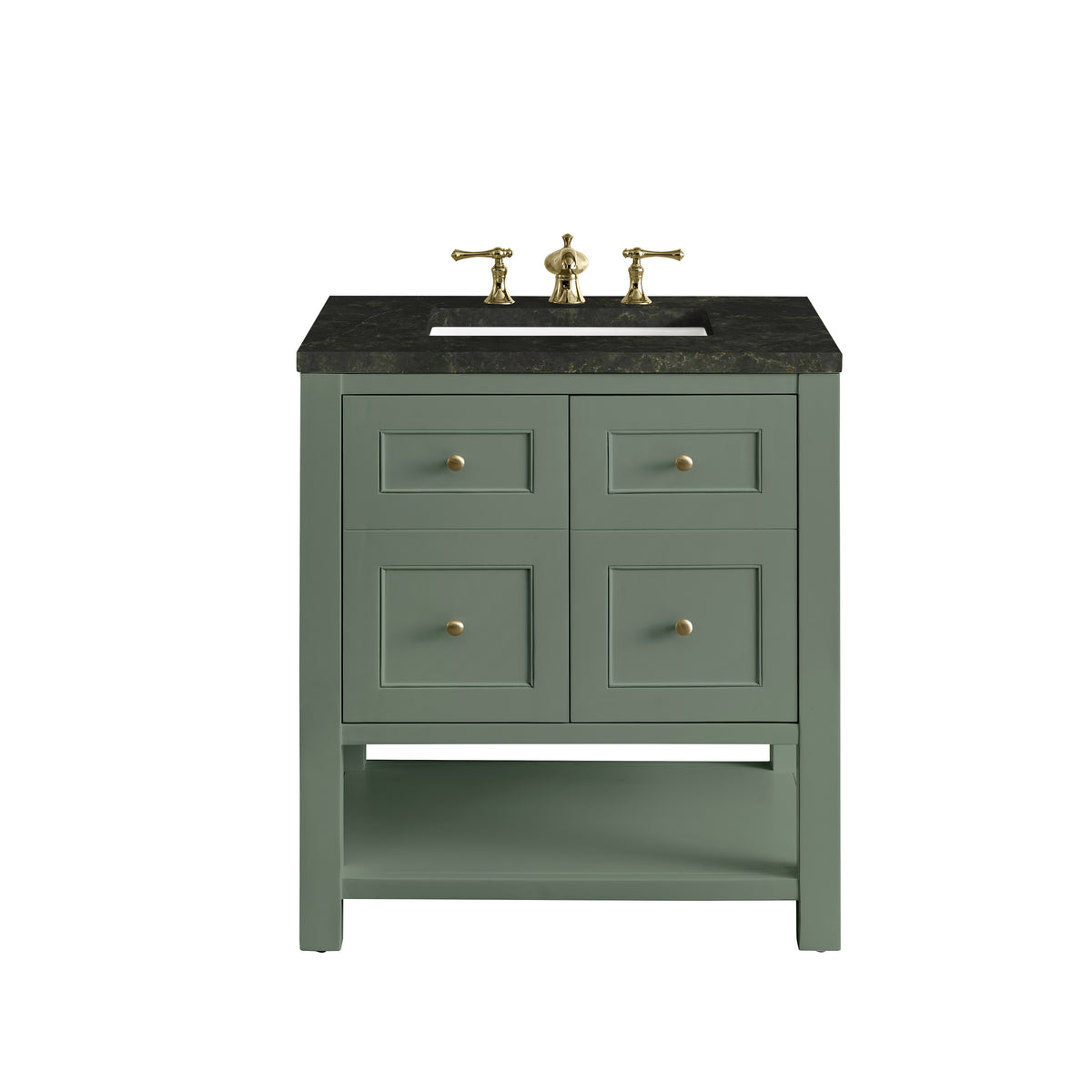 James Martin Breckenridge 30" Single Bathroom Vanity, Smokey Celadon with Phantome countertop