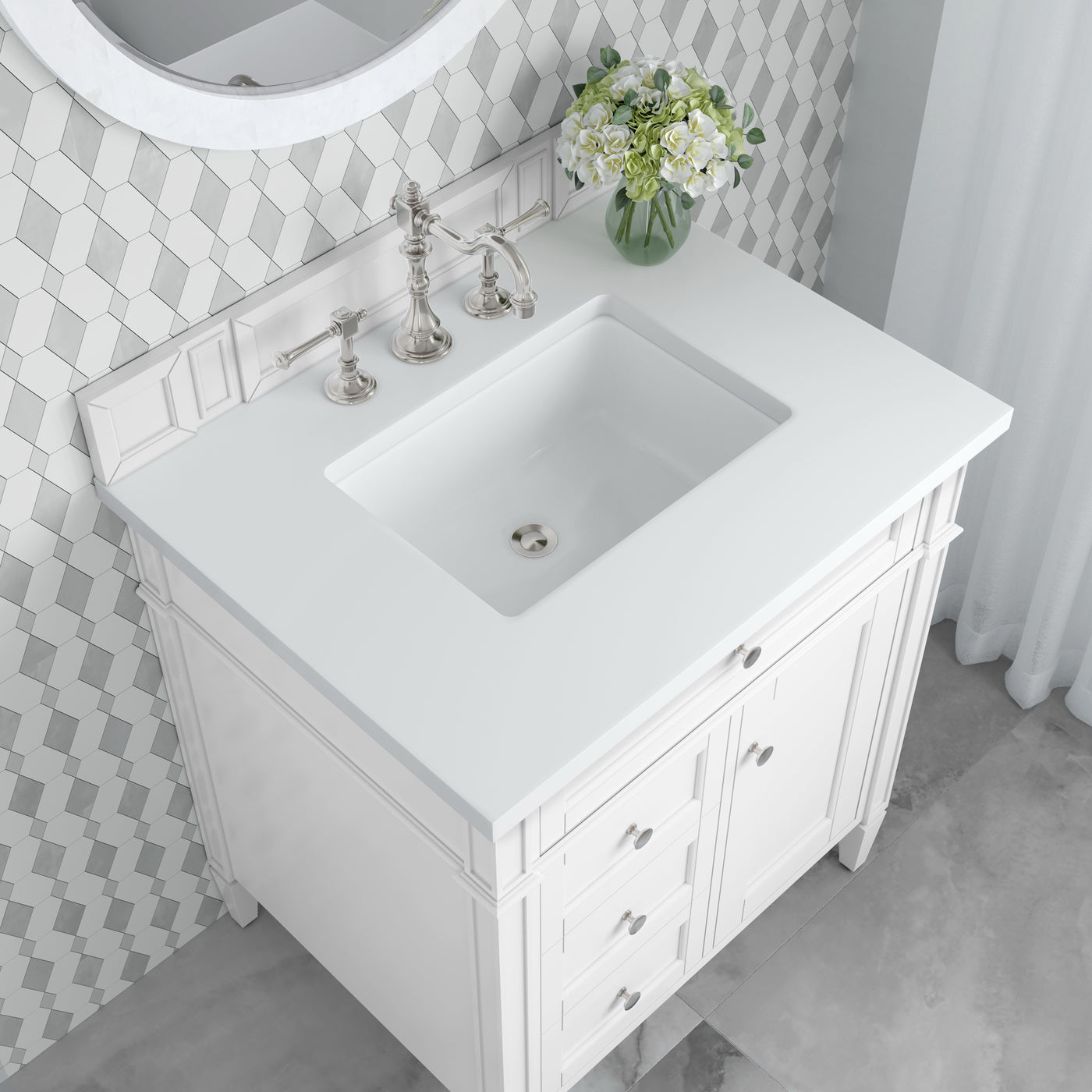James Martin Brittany 30" Single Bathroom Vanity, Bright White, view 24