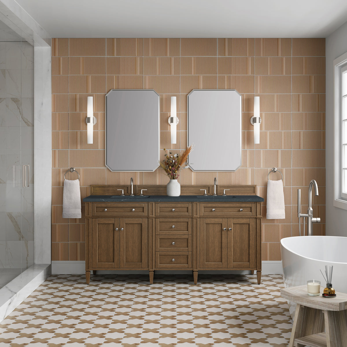 James Martin Brittany 72" Double Bathroom Vanity, Saddle Brown, view 30