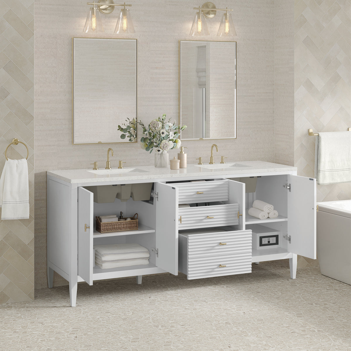 James Martin Myrrin 72" Double Bathroom Vanity, Bright White, view 34