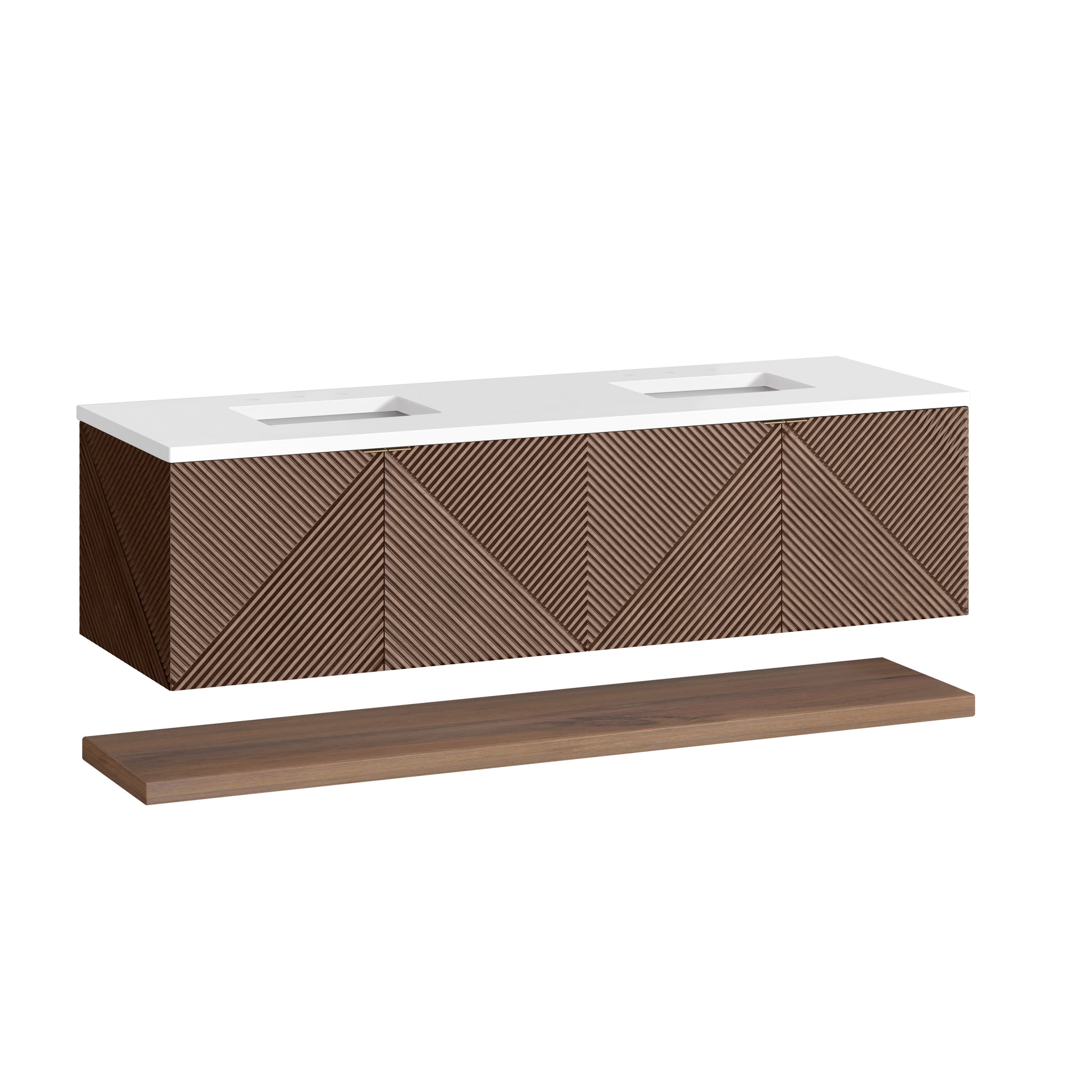 James Martin Marcello 72" Floating Double Bathroom Vanity, Chestnut, view 39