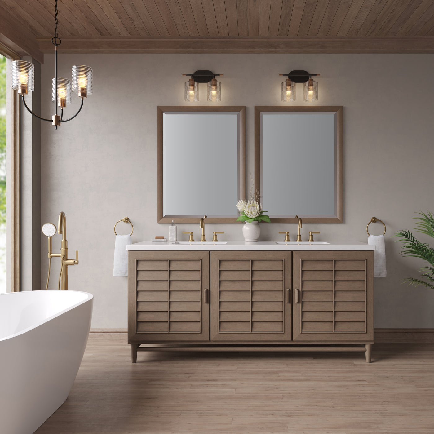 James Martin Portland 72" Double Bathroom Vanity, Whitewashed Walnut, view 37