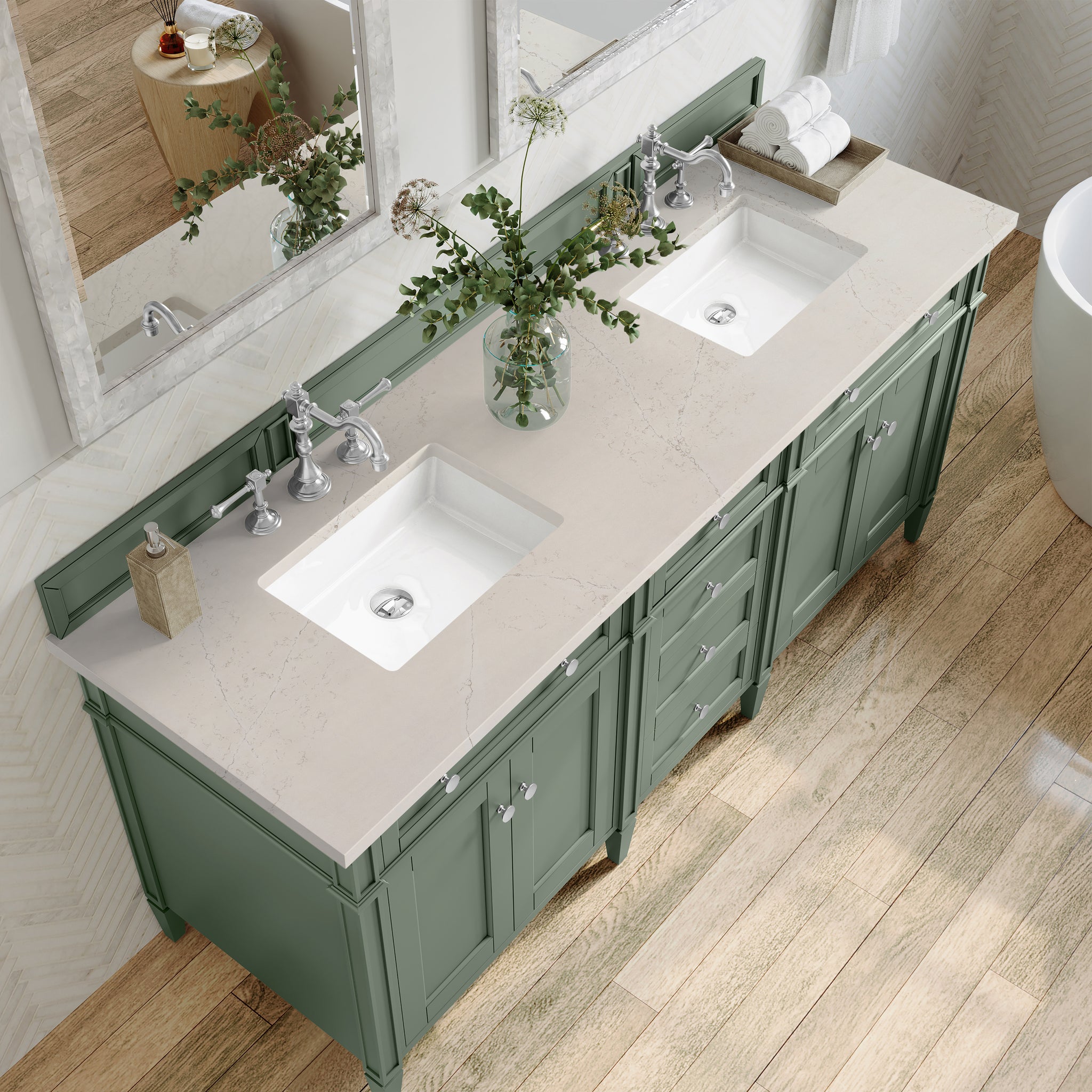 James Martin Brittany 72" Double Bathroom Vanity, Smokey Celadon by James Martin