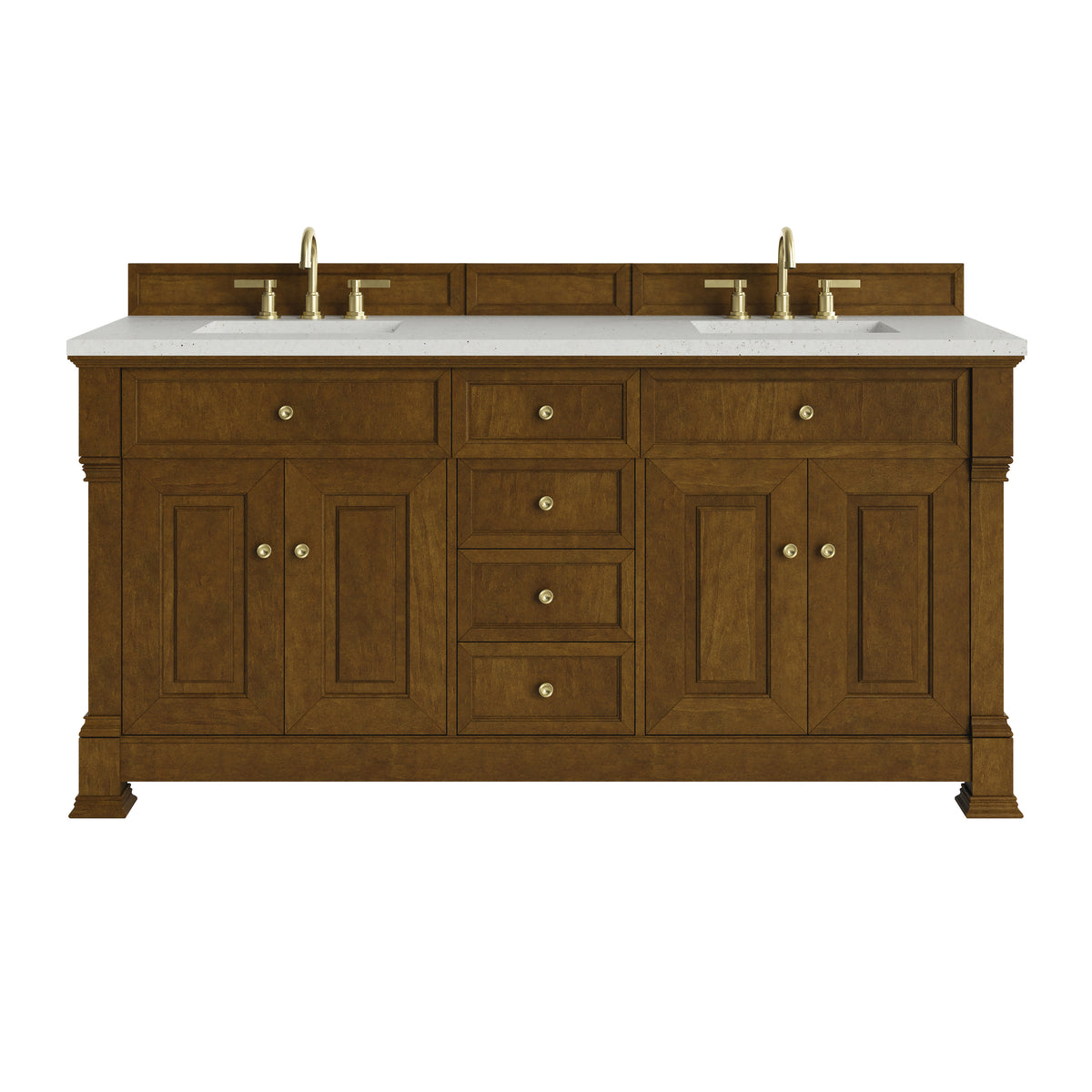 James Martin Brookfield 72" Double Bathroom Vanity, Honey Oak with Lime Delight countertop