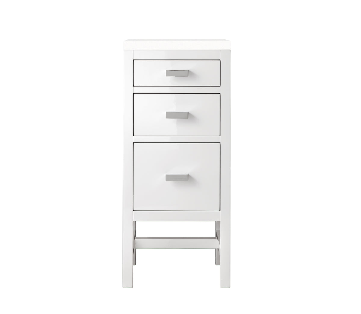 James Martin Addison 15" Base Cabinet, Glossy White with White Zeus countertop