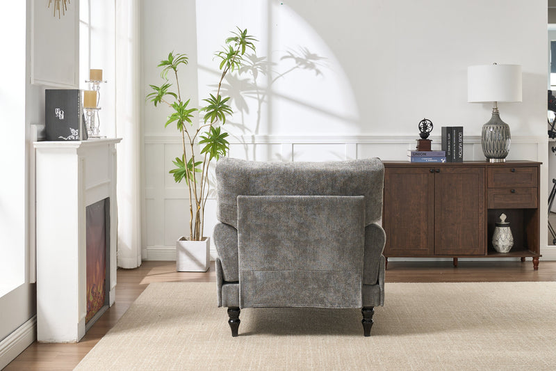 Modern Grey Upholstered Chaise Lounge Sofa Recliner with Solid Wood Frame - Grey, photo 11 of 15