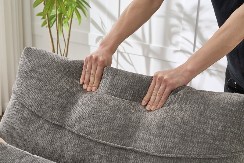 Modern Grey Upholstered Chaise Lounge Sofa Recliner with Solid Wood Frame - Grey, photo 12 of 15