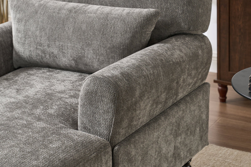 Modern Grey Upholstered Chaise Lounge Sofa Recliner with Solid Wood Frame - Grey, photo 3 of 15