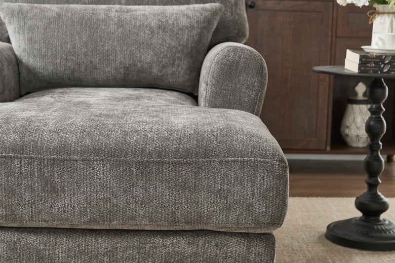 Modern Grey Upholstered Chaise Lounge Sofa Recliner with Solid Wood Frame - Grey, photo 9 of 15
