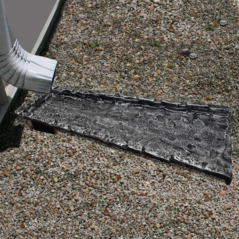 Silver Stone Rock 24-in Cast Aluminum Downspout Gutter Splash Block by Sharicks