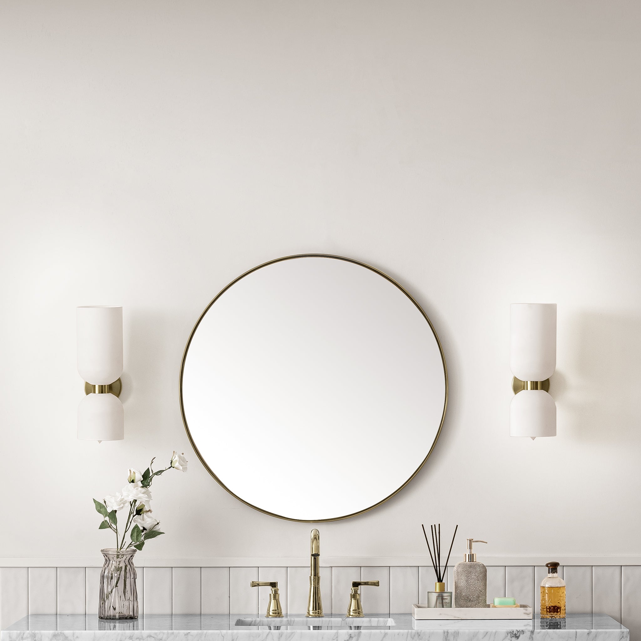 James Martin Rohe 30" Mirror, Champagne Brass by James Martin