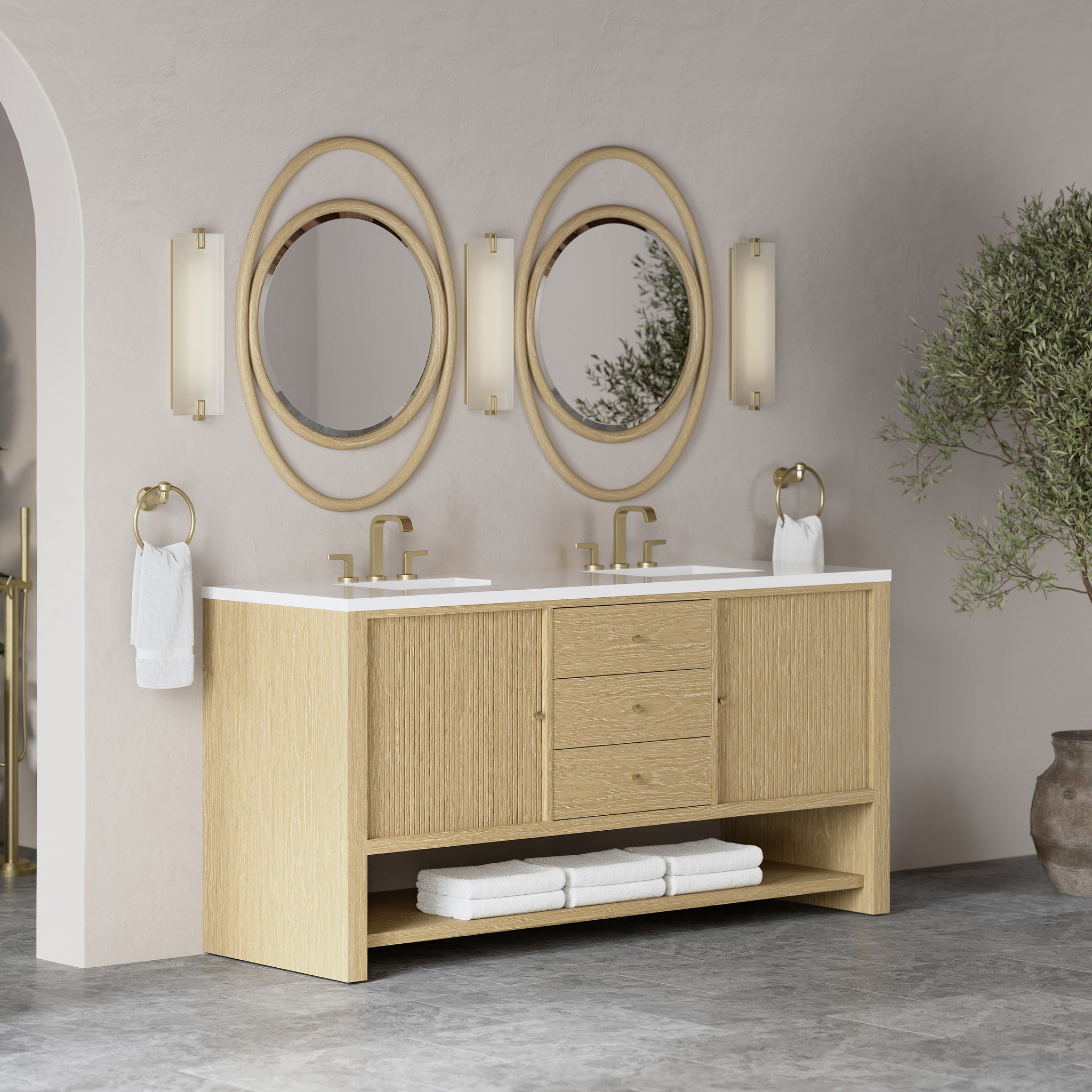 James Martin Marigot 72" Double Bathroom Vanity, Sunwashed Oak by James Martin