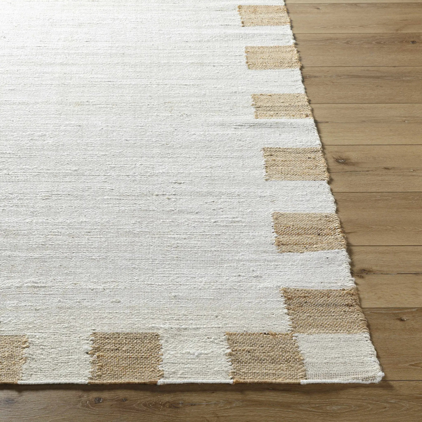 Yuval Dotted Bordered Jute Carpet - Clearance by Boutique Rugs