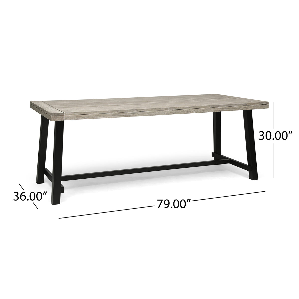 Carlisle 79 Outdoor Dining Table with Acacia Wood - Grey or Dark Brown+White, photo 7 of 10