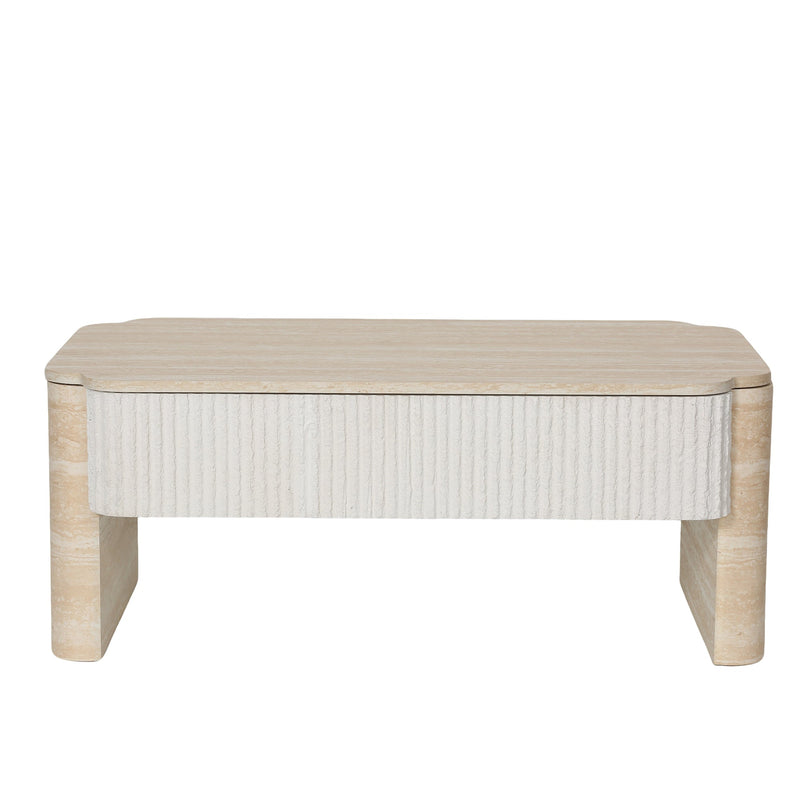 Lift Top Coffee Table, Modern Extendable Wooden Desk with Hidden Storage, Beige, photo 10 of 10