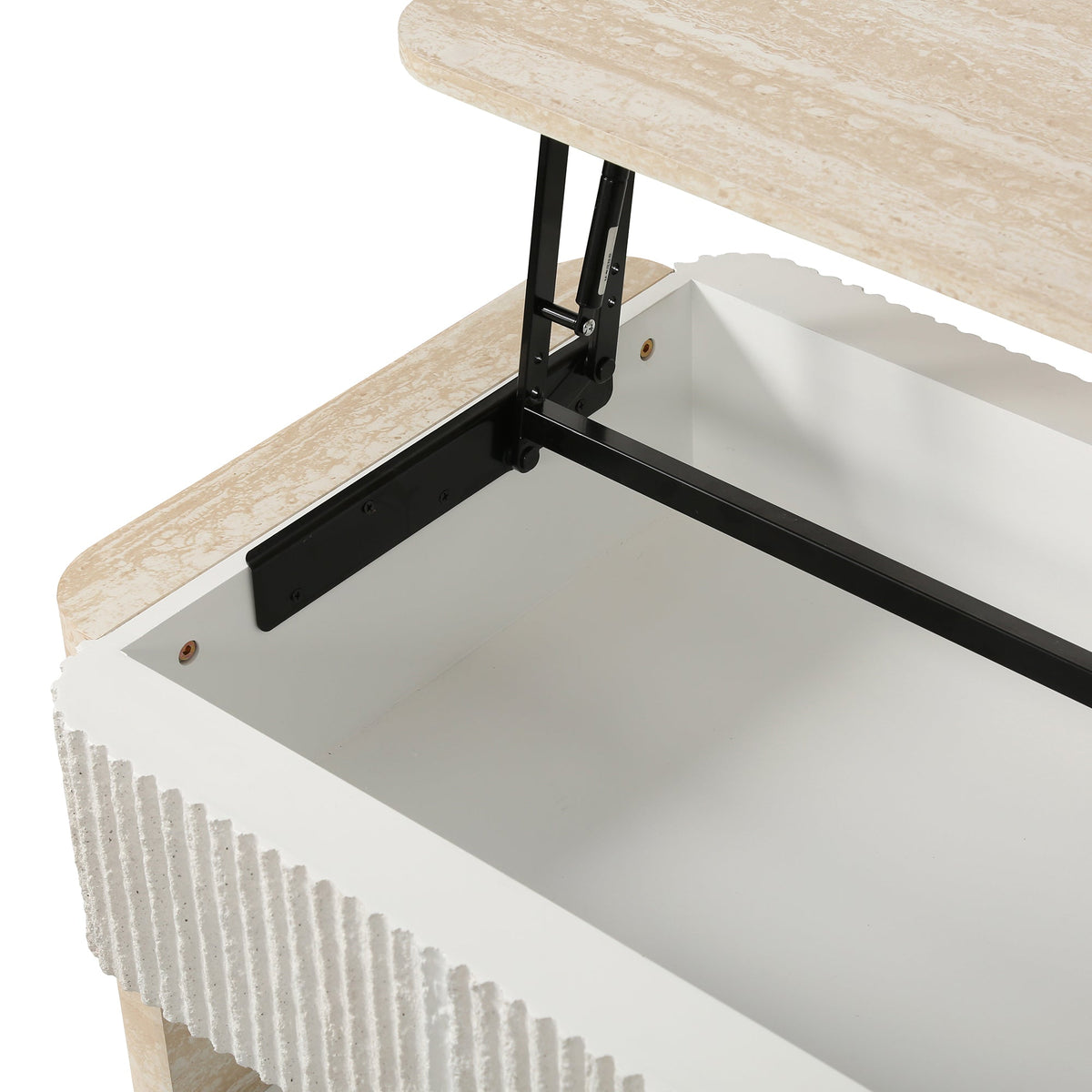 Lift Top Coffee Table, Modern Extendable Wooden Desk with Hidden Storage, Beige, photo 7 of 10