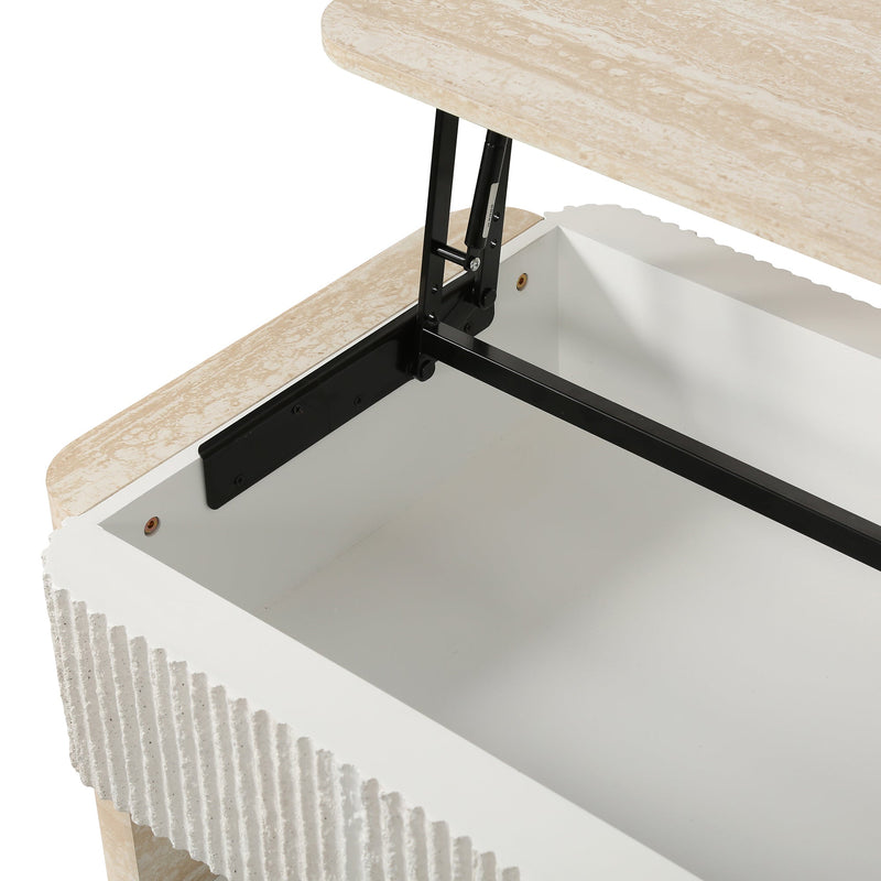 Lift Top Coffee Table, Modern Extendable Wooden Desk with Hidden Storage, Beige, photo 7 of 10