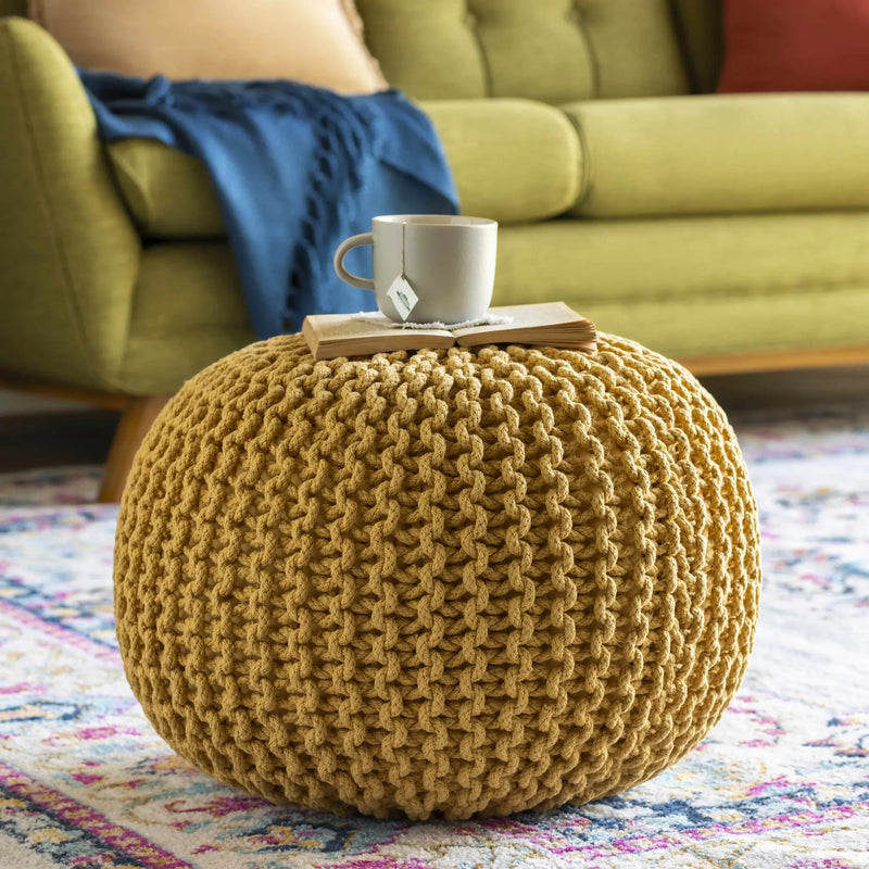 Yablanitsa Orange Knitted Pouf by Boutique Rugs