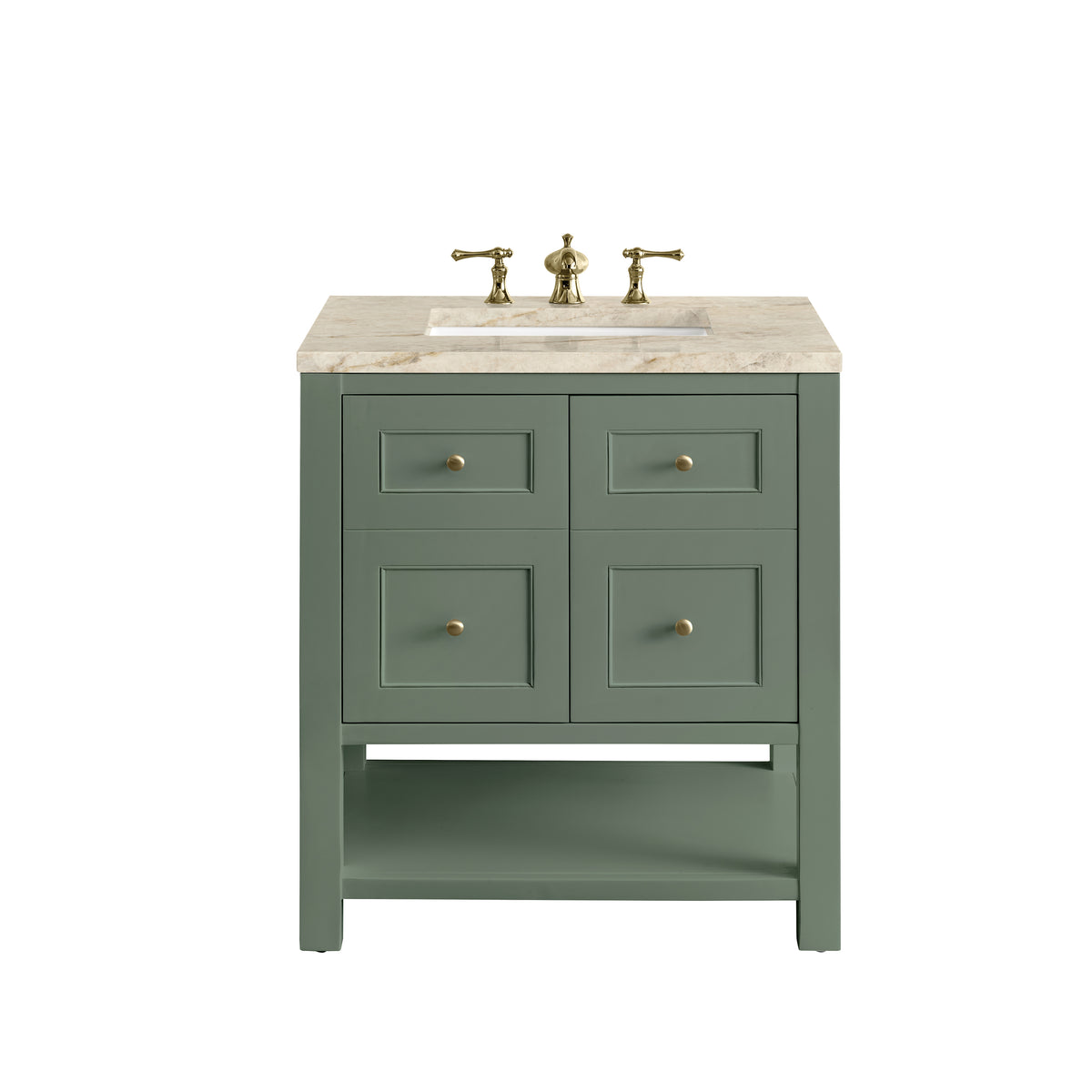 James Martin Breckenridge 30" Single Bathroom Vanity, Smokey Celadon with Tajnar countertop