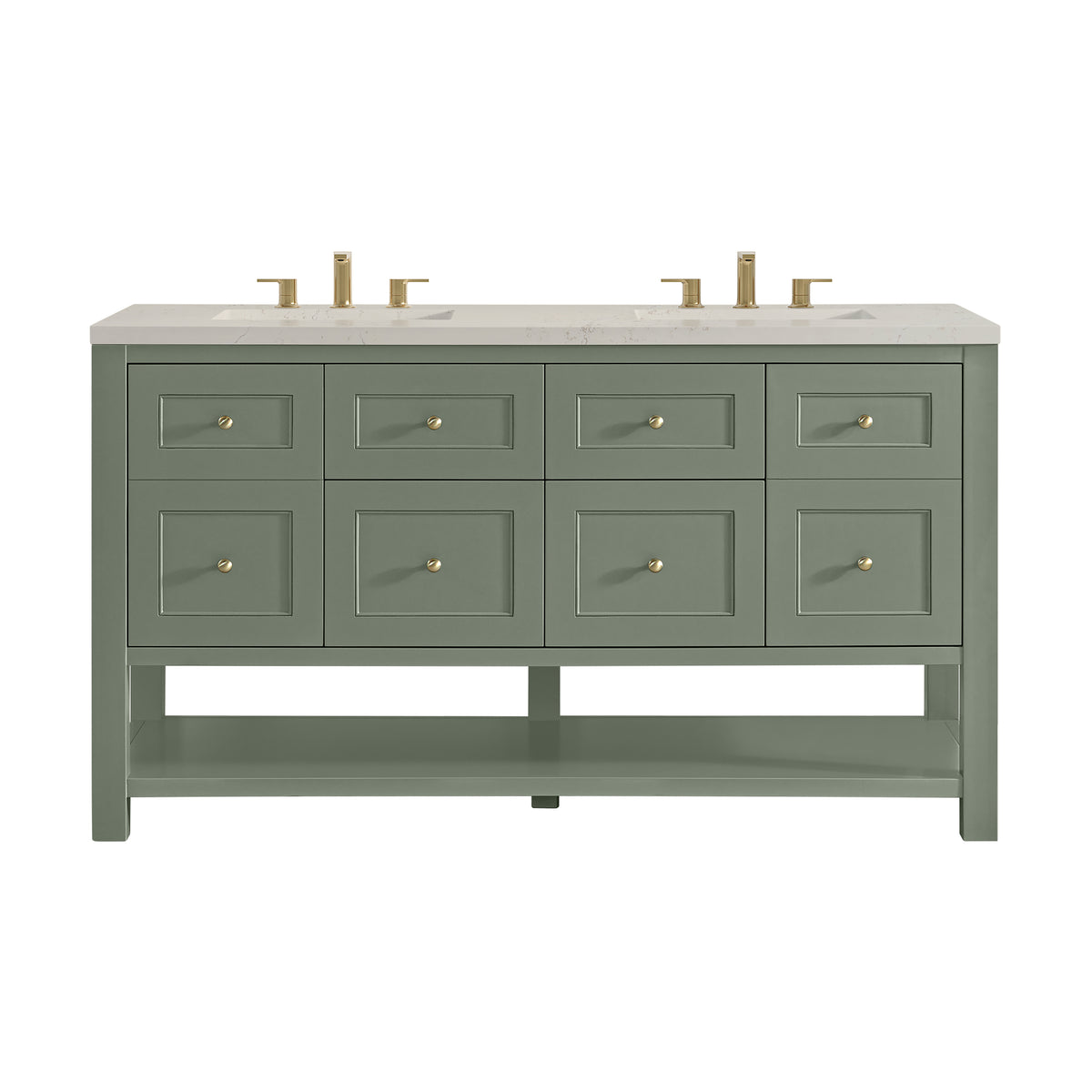 James Martin Breckenridge 60" Double Bathroom Vanity, Smokey Celadon with Siberian countertop