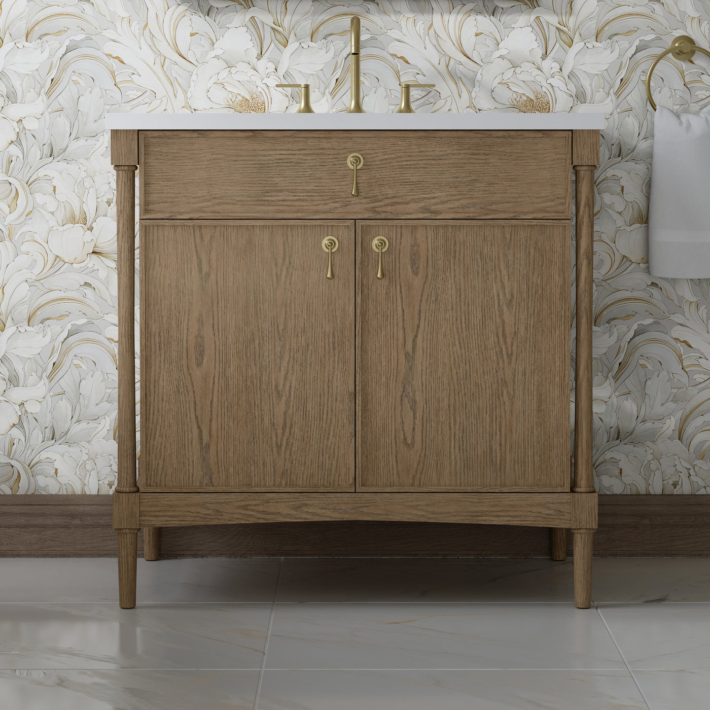 James Martin Kinnsden 36" Single Bathroom Vanity, Weathered Oak, view 32