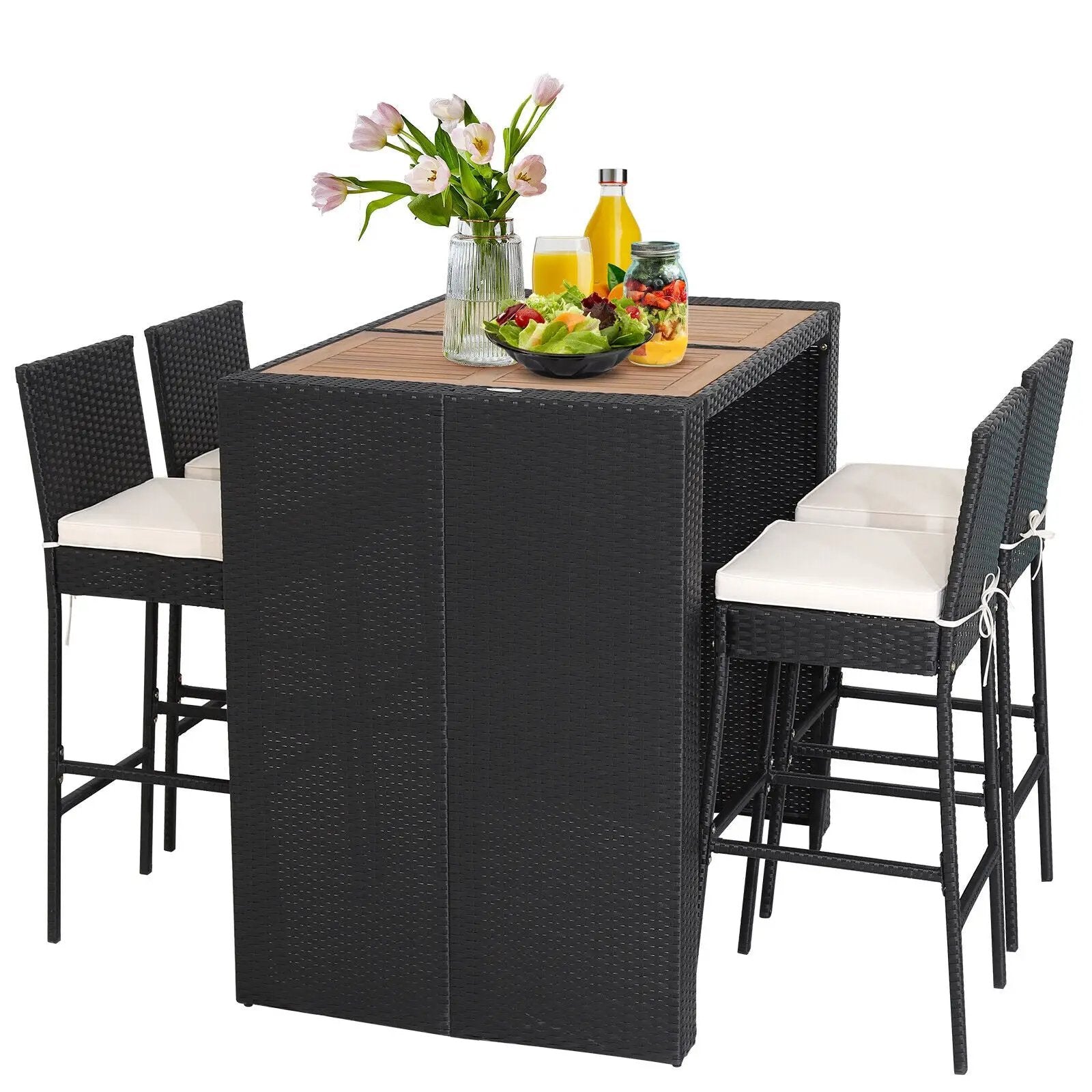 5 Pieces Patio Acacia Wood Dining Set by DirectDeals