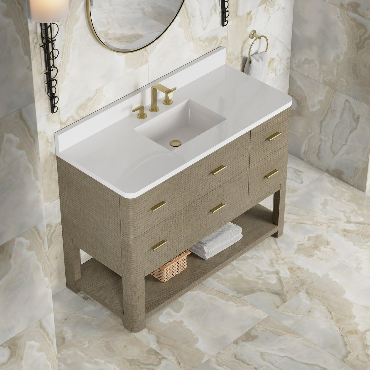 James Martin Lucian 48" Single Bathroom Vanity, Pebble Oak, view 38