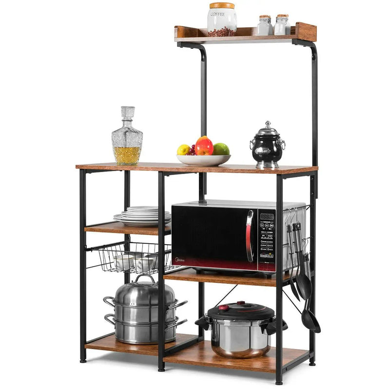 4 Tier Vintage Kitchen Baker's Rack Utility Microwave Stand-Coffee by DirectDeals