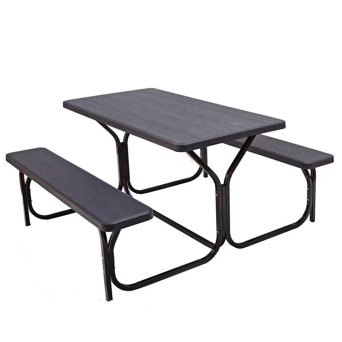 HDPE Outdoor Picnic Table Bench Set with Metal Base by DirectDeals