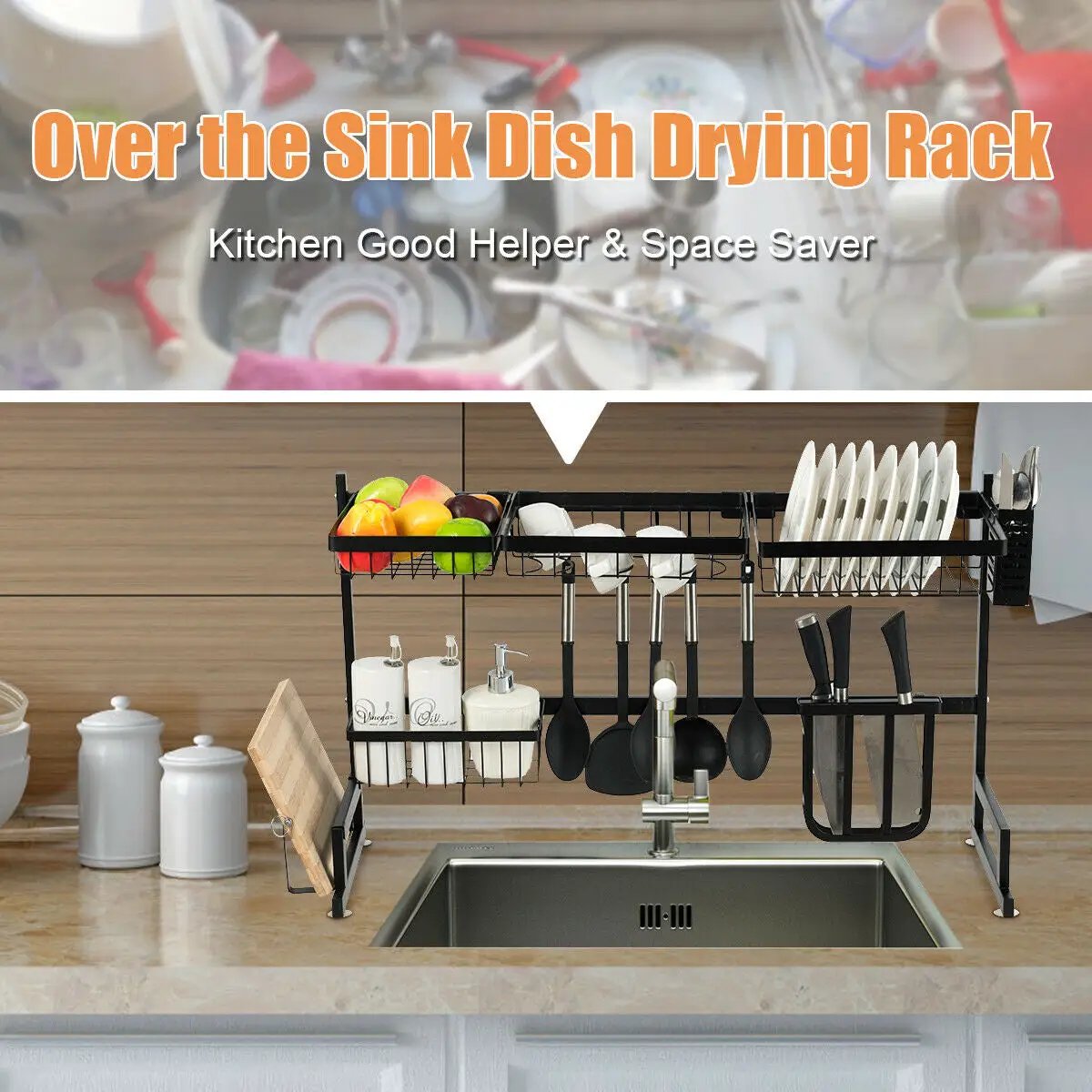 2 Tier Stainless Steel Over Sink Dish Drainer by DirectDeals