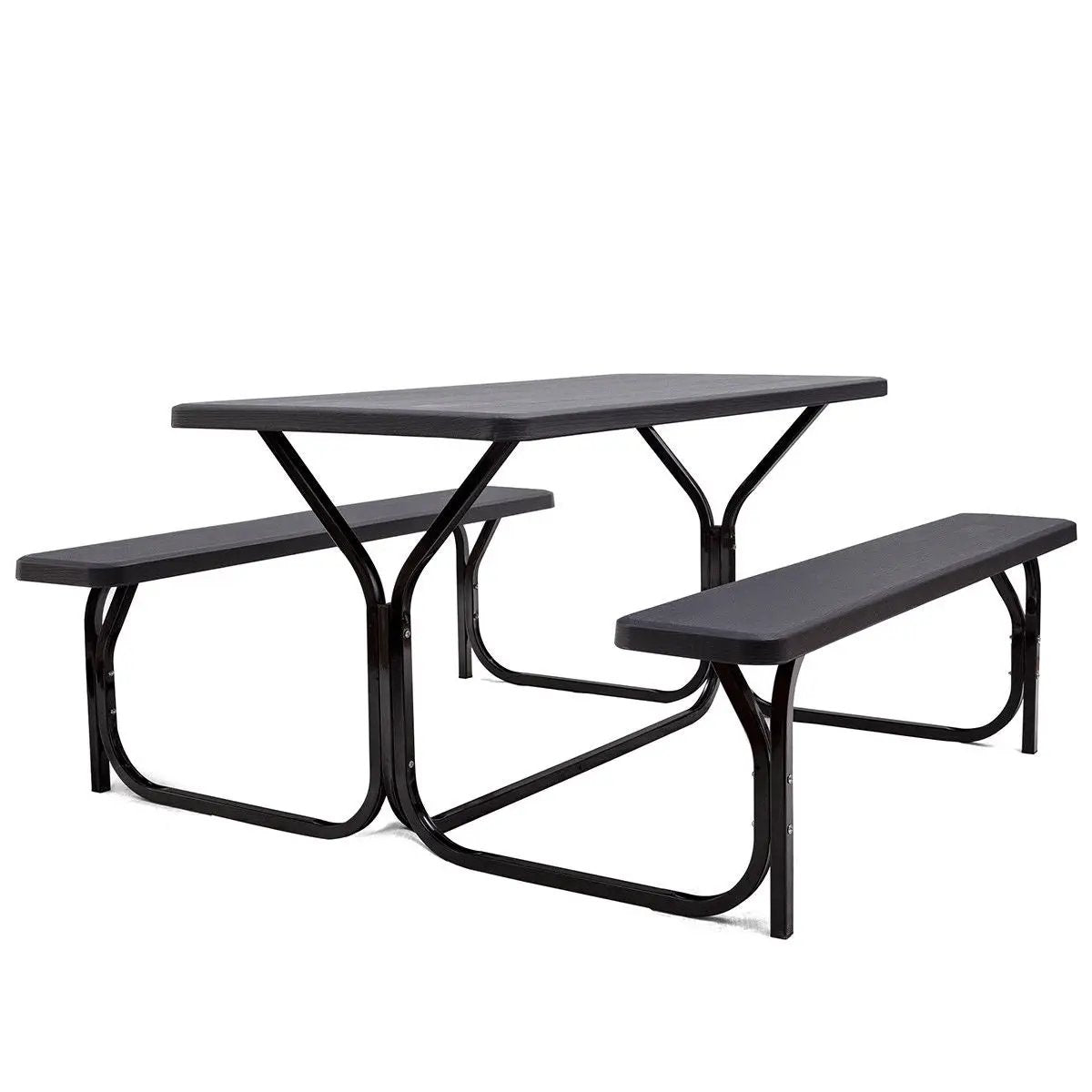 HDPE Outdoor Picnic Table Bench Set with Metal Base by DirectDeals