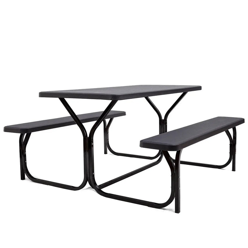 HDPE Outdoor Picnic Table Bench Set with Metal Base by DirectDeals