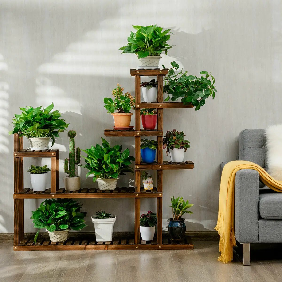 7-Tier Flower Wood Stand Plant Display Rack Storage Shelf by DirectDeals