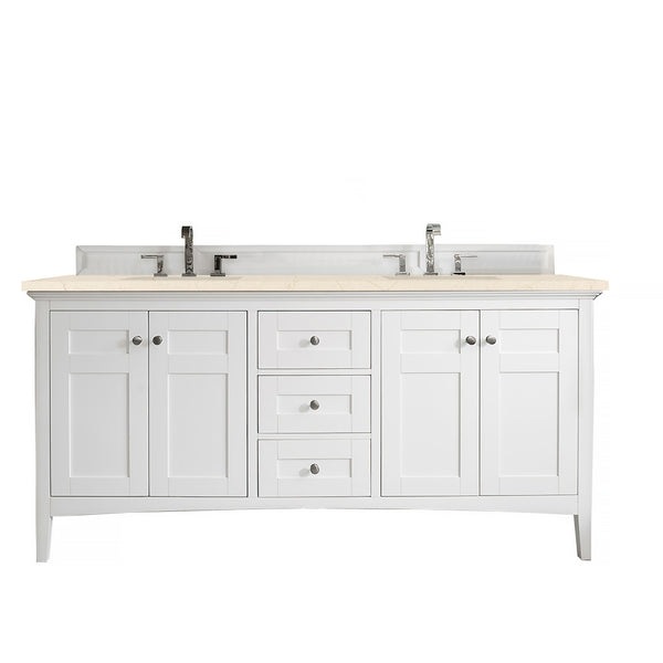 James Martin Palisades 72" Double Bathroom Vanity, Bright White