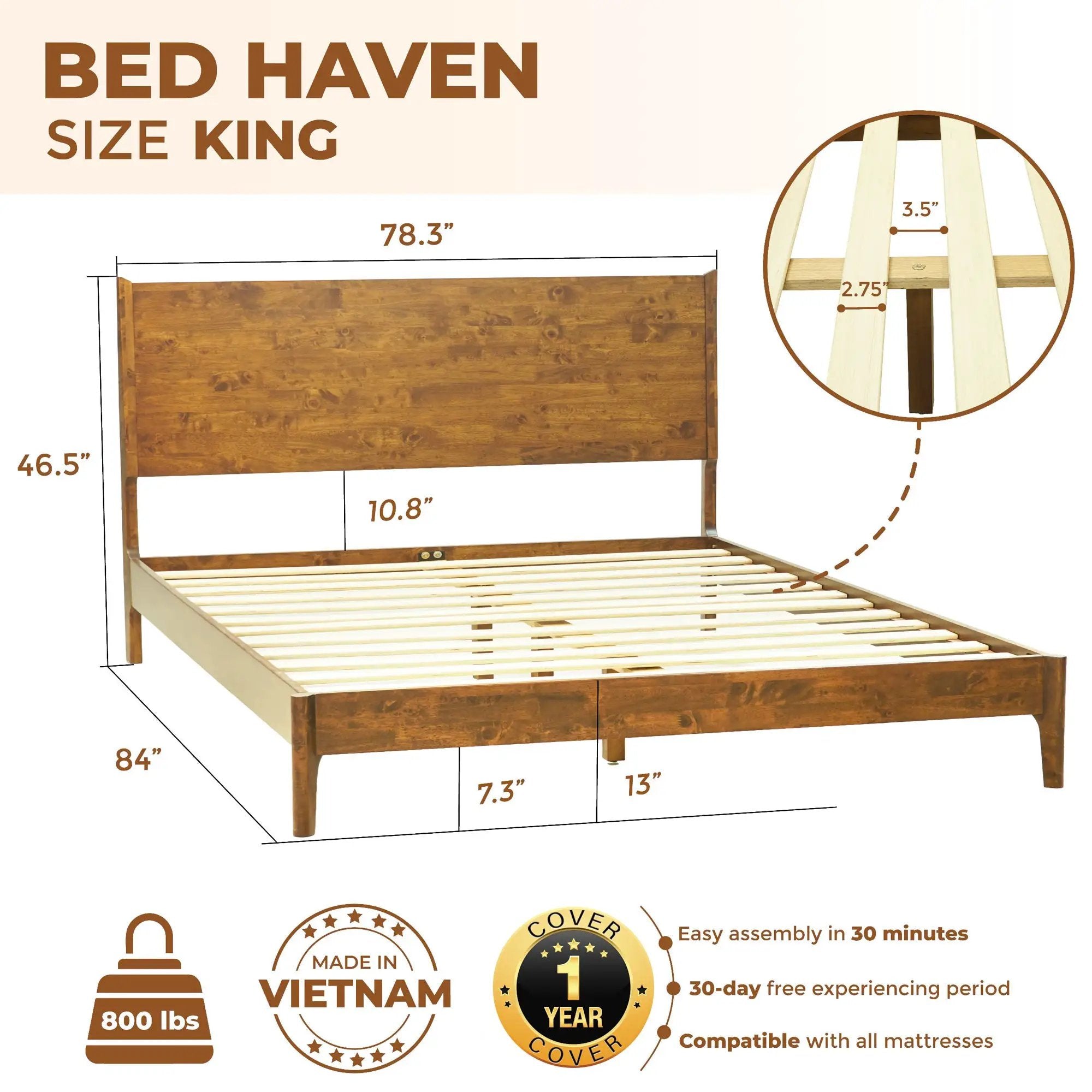 Haven Solid Wood Bed Frame by Megsu