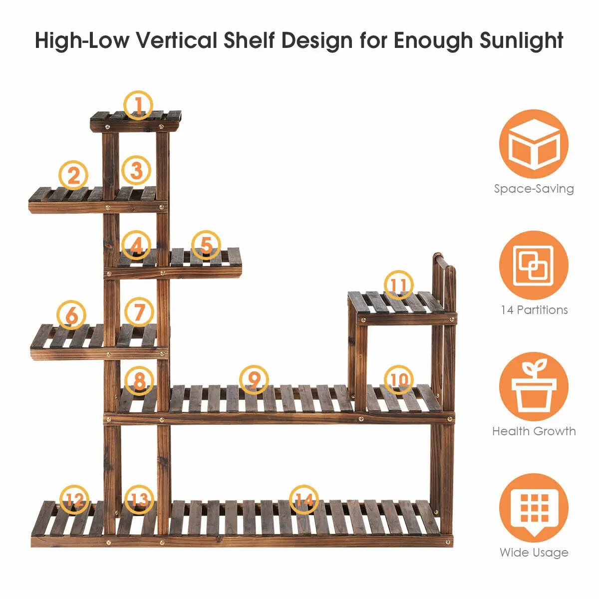 7-Tier Flower Wood Stand Plant Display Rack Storage Shelf by DirectDeals